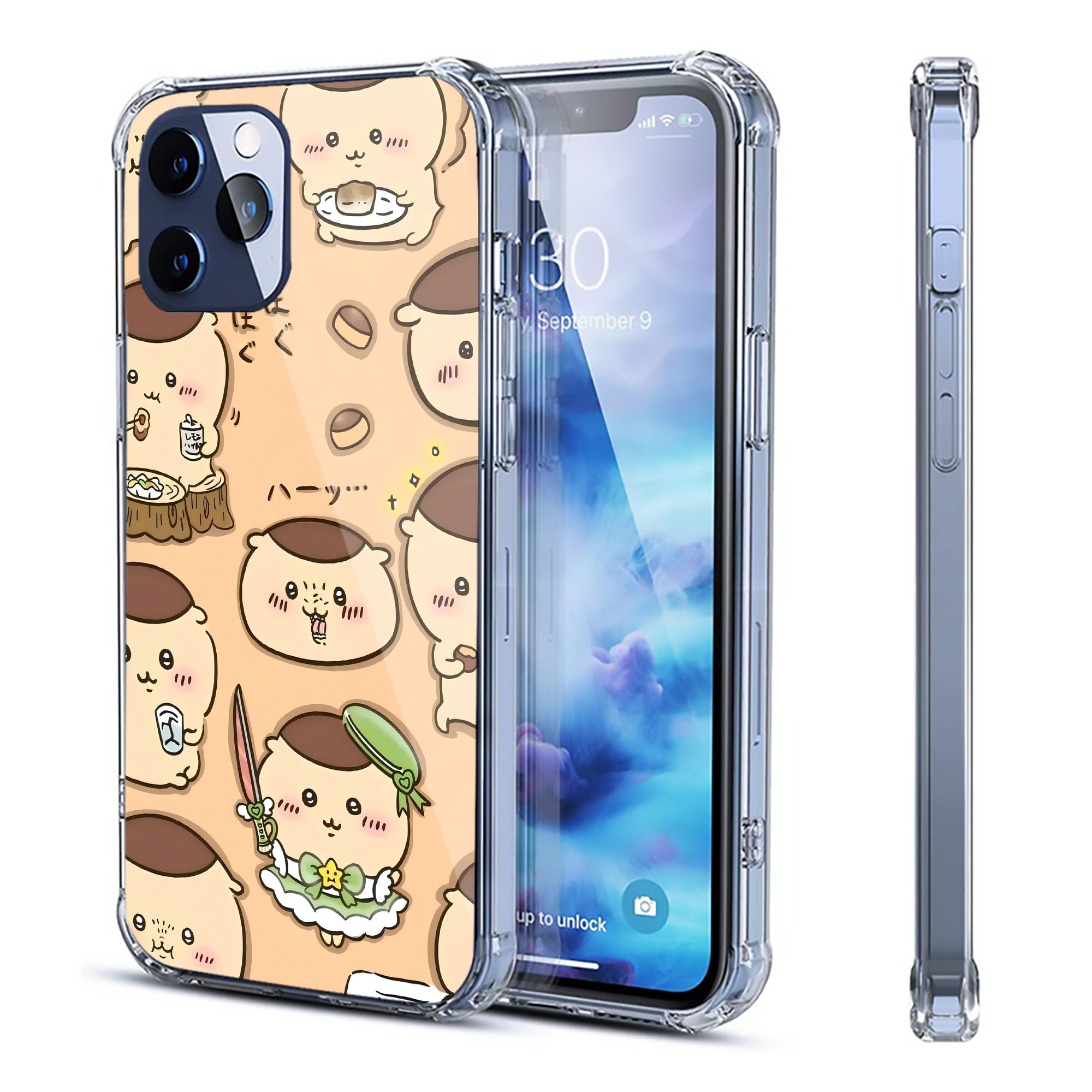 （画像用） ちいかわ Chii-kawa 【iPhone 12シリーズ対応】透明スマホケース（クリアソフトケース）